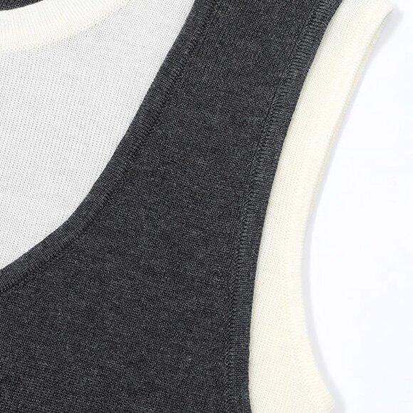 B.Sure Dark Grey Vest And Skirt Simple Set - Picture 4 of 4